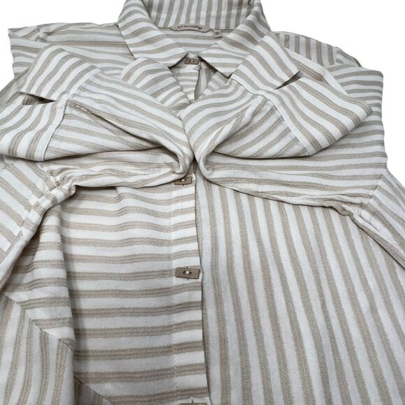 Soft Surroundings Striped Long Sleeve Button Abstract Hem Long Line Top Size 1X - Picture 14 of 16